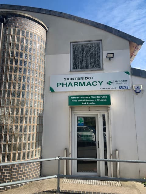 The Saintbridge Pharmacy shopfront signage